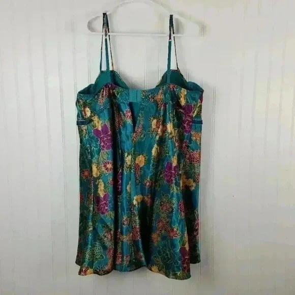 Cacique Womens Babydoll Floral Satin Slip Top Velvet Sz 26/28 Fairy Whimsigoth - Picture 8 of 16